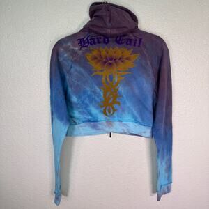 Hard Tail Forever Y2K Hoodie Womens XS Tie Dye Lotus Crop Zip Double Hood Jacket